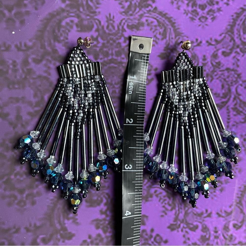 Vintage Iridescent Beaded Chipita earrings - Picture 3 of 8